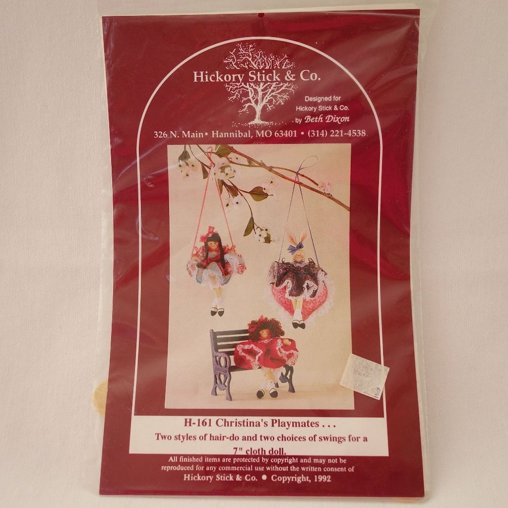 Vintage 1992 Hickory Stick‎ & Co Christina's Playmates 7" Cloth Doll Pattern